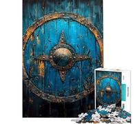 Puzzle de 1000 pièces pour Adolescents Puzzle Bouclier Viking Bleu pour Adultes Jeu de réflexion Difficile pour Les Amis et la Famille (Taille 38x52cm)