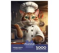 Puzzle de 1000 pièces pour adolescents, puzzle chat chef Baking, puzzle pour adultes, jeu à main, plaisir en famille, favorise l'entraînement du cerveau, 52 x 38 cm/1000 pièces