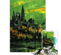 Puzzle de 1000 pièces pour Adolescents Puzzle château sur Une île pour Adultes Jeu de réflexion Cadeau d'anniversaire Cadeau Anti-Stress (Taille 50x75cm)