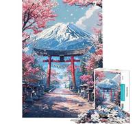 Puzzle de 1000 pièces pour Adolescents Puzzle Chemin sacré des cerisiers en Fleurs vers Le Mont Fuji pour Adultes Jouet à Monter soi-même idéal pour Les Courses de Vitesse Cadeau Parfait pour Toute