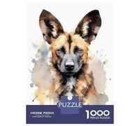Puzzle de 1000 pièces pour adolescents, puzzle chien africain sauvage, puzzle pour adultes, jeu à main, plaisir en famille, favorise l'entraînement cérébral, 38 x 26 cm/1000 pièces