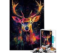 Puzzle de 1000 pièces pour Adolescents Puzzle coloré représentant Un Portrait de cerf Puzzle pour Adultes Jeux en Famille améliore la mémoire Cadeau d'anniversaire Unique (Taille 38x52cm)