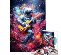 Puzzle de 1000 pièces pour Adolescents Puzzle d'astronaute et de Guitare électrique pour Adultes Jeux familiaux Une œuvre d'art stimulante à compléter (Taille 50x75cm)