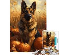 Puzzle de 1000 pièces pour Adolescents Puzzle d'automne avec Chiot dans des citrouilles Jeu Manuel pour Adultes Anti-Stress Cadeau d'anniversaire et Cadeau Unique (Dimensions 38x52cm)