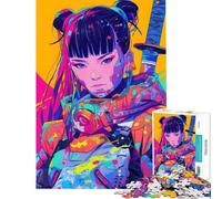 Puzzle de 1000 pièces pour Adolescents Puzzle de Fille samouraï Cyberpunk pour Adultes Jeu de réflexion Assemblage de Motifs Aide à l'exercice cérébral (Taille 38x52cm)