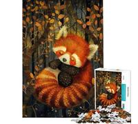 Puzzle de 1000 pièces pour Adolescents Puzzle de Panda Roux endormi pour Adultes Jeu de réflexion pour améliorer la mémoire Cadeau d'anniversaire ou de Noël (Taille 38x26cm)