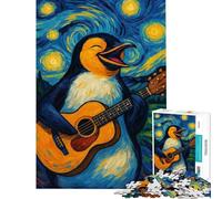 Puzzle de 1000 pièces pour Adolescents Puzzle de Style Nuit étoilée avec Un Pingouin Guitariste pour Adultes Jeu Relaxant améliore la mémoire Cadeau d'anniversaire Unique (Taille 38x26cm)