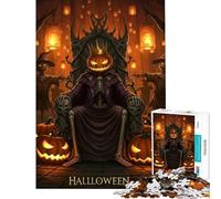 Puzzle de 1000 pièces pour Adolescents Puzzle d'halloween avec Le Roi Citrouille sur Son trône Jouet de décoration intérieure Difficile et Anti-Stress Cadeau (75x50cm)