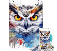 Puzzle de 1000 pièces pour Adolescents Puzzle d'oiseaux hiboux à l'aquarelle pour Adultes Jeu de réflexion Stimulant la mémoire défi à relever (Taille 38x26cm)