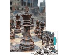 Puzzle de 1000 pièces pour Adolescents Puzzle échiquier rouillé Jeux éducatifs idées Cadeaux (Taille 38x52cm)