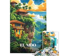 Puzzle de 1000 pièces pour Adolescents Puzzle El Nido Philippines Affiche de Voyage Puzzle pour Adultes Jeu Manuel Passe-Temps idéal Pendant Les Vacances (Taille 38x52cm)