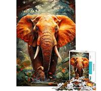 Puzzle de 1000 pièces pour Adolescents Puzzle éléphant au Coucher du Soleil en Afrique pour Adultes Jouet Anti-Stress défi éducatif d'assemblage de Motifs (Taille 50x75cm)