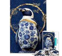 Puzzle de 1000 pièces pour Adolescents Puzzle en Porcelaine Pingouin Kintsugi Jeu Manuel Difficile Exercice cérébral (Taille 75x50cm)