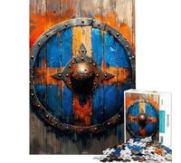 Puzzle de 1000 pièces pour Adolescents Puzzle épique de Bouclier Viking pour Adultes Jouet de décoration Murale améliore la mémoire Cadeau d'anniversaire Unique (Taille 38x52cm)