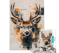 Puzzle de 1000 pièces pour Adolescents Puzzle géométrique représentant Un cerf Jouet à Monter soi-même pour Adultes Passe-Temps idéal Cadeau d'anniversaire Original (Taille 50x75cm)