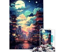 Puzzle de 1000 pièces pour Adolescents Puzzle Japonais Pagode de la Lune pour Adultes Jeux relaxants amélioration de la mémoire réduction du Stress Cadeau (Taille 38x52cm)