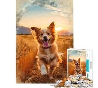 Puzzle de 1000 pièces pour Adolescents Puzzle Joyeux Lien à Travers Les Champs dorés pour Adultes Jeux de Famille améliore la mémoire Cadeau d'anniversaire Unique (Taille 38x52cm)