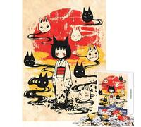 Puzzle de 1000 pièces pour Adolescents Puzzle Kitsune et Masques Yokai Jeu Anti-Stress Idée Cadeau Jeu Familial Entraîne Le Cerveau et la dextérité Dimensions 50x75cm