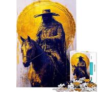 Puzzle de 1000 pièces pour Adolescents Puzzle Le Cavalier Solitaire en Or pour Adultes Jeux relaxants améliore la mémoire Cadeau d'anniversaire Unique (Taille 38x52cm)