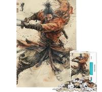 Puzzle de 1000 pièces pour Adolescents Puzzle Le Loup Samouraï pour Adultes Jeu Manuel Passe-Temps idéal Pendant Les Vacances (Taille 38x26cm)