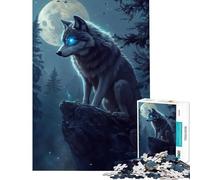 Puzzle de 1000 pièces pour Adolescents Puzzle Le Regard du Loup au Clair de Lune pour Adultes Jeu Familial pour améliorer la mémoire activités Amusantes à la Maison (Taille 38x26cm)