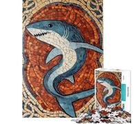 Puzzle de 1000 pièces pour Adolescents Puzzle mosaïque Requin Découpe de précision Défi éducatif Cadeau d'anniversaire (Dimensions : 38x52cm)