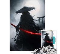 Puzzle de 1000 pièces pour Adolescents Puzzle Mystique Fantôme Samouraï︰ Légende du Katana Rouge Jeu Pratique et Stimulant Cadeau d'anniversaire Décoration Intérieure (Dimensions 38x26cm)