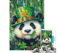 Puzzle de 1000 pièces pour Adolescents Puzzle Panda pour la Saint-Patrick Jeu de réflexion Difficile pour Adultes pour Les Amis et la Famille (Taille 50x75cm)
