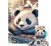Puzzle de 1000 pièces pour Adolescents Puzzle Panda Relaxant aux Sources Chaudes Puzzle pour Adultes Jeu Familial Difficile défi Anti-Stress Cadeau (Taille 50x75cm)