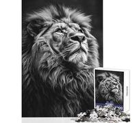 Puzzle de 1000 pièces pour Adolescents Puzzle Photo Lion Noir et Blanc Jeu Manuel Cadeau d'anniversaire Activités familiales (50x75cm)