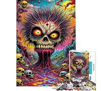 Puzzle de 1000 pièces pour Adolescents Puzzle psychédélique d'arbre et de crânes Améliore la mémoire stimule Le Cerveau Jeu éducatif Familial (Dimensions 38x26cm)