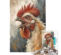 Puzzle de 1000 pièces pour Adolescents Puzzle représentant Un Coq Qui Chante Illustration numérique Jeu Relaxant Amusant et Humoristique pour Un Anniversaire ou Noël (Dimensions 50x75cm)