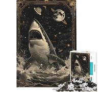 Puzzle de 1000 pièces pour Adolescents Puzzle Requin Blanc Carte de Tarot 1000 pièces Décoration intérieure Jouet pour Toute la Famille Cadeau Original d'anniversaire ou de Noël (38x52cm)