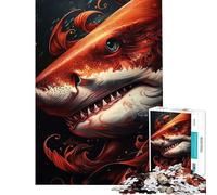 Puzzle de 1000 pièces pour Adolescents Puzzle Requin Mon Ami Rigolo Jeu de Puzzle Familial Décoration intérieure Interaction Parent-Enfant (Dimensions 50x75cm)