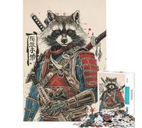 Puzzle de 1000 pièces pour Adolescents Puzzle samouraï Raton Laveur pour Adultes Jouet de décoration Murale améliore la mémoire réduit Le Stress Cadeau (Taille 50x75cm)