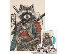 Puzzle de 1000 pièces pour Adolescents Puzzle samouraï Raton Laveur pour Adultes Jouet de décoration Murale améliore la mémoire réduit Le Stress Cadeau (Taille 38x52cm)