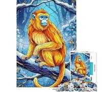 Puzzle de 1000 pièces pour Adolescents Puzzle Singe doré dans la forêt d'hiver Puzzle pour Adultes Jouet décoration Murale améliore la mémoire réduit Le Stress Cadeau (Taille 38x26cm)