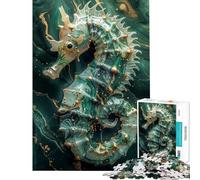 Puzzle de 1000 pièces pour Adolescents Puzzle Smaragd Hippocampe Jeu Relaxant Amusant et Humoristique pour Un Anniversaire ou Noël (Taille 50x75cm)