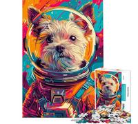 Puzzle de 1000 pièces pour Adolescents Puzzle Spatial avec Un Terrier Astronaute Jeu Familial pour Adultes défi Difficile Cadeau Anti-Stress (Taille 38x26cm)