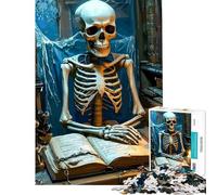 Puzzle de 1000 pièces pour Adolescents Puzzle Squelette Lecture à la Lueur des Bougies Difficile et Stimulant Une œuvre d'art Jeux Amusants Convient aux Personnes de 14 Ans et Plus 38x52cm