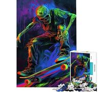 Puzzle de 1000 pièces pour Adolescents Puzzle Squelette Skateur pour Adultes Jeu de Construction d'analyse et de logique Cadeau Stimulant (Taille 38x52cm)