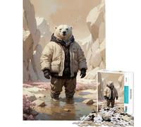 Puzzle de 1000 pièces pour Adolescents Puzzle surréaliste Ours Polaire Jeu Pratique et Stimulant Cadeau d'anniversaire décoration intérieure (Taille 38x52cm)