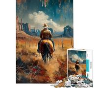 Puzzle de 1000 pièces pour Adolescents Puzzle Un Cavalier Solitaire dans Le désert » Puzzle pour Adultes Jeu Manuel Idéal pour Passer Le Temps Pendant Les Vacances (Dimensions 38x52cm)