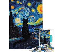 Puzzle de 1000 pièces pour Adolescents Puzzle Van Gogh Chat pour Adultes Jouet décoration Murale améliore la mémoire réduit Le Stress Cadeau (Taille 38x26cm)