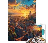 Puzzle de 1000 pièces pour Adolescents Puzzles de Voyage en Europe avec Coucher de Soleil pour Adultes Jeux familiaux Jeux stimulants pour Passer Le Temps Pendant Les Vacances à la Maison Cadeaux