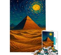 Puzzle de 1000 pièces pour Adolescents Pyramide égyptienne sous Un Ciel étoilé tourbillonnant Activités Amusantes à la Maison pour Toute la Famille Jouet Anti-Stress adapté aux 14 Ans et Plus 38x52cm