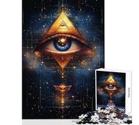 Puzzle de 1000 pièces pour Adolescents Pyramide Œil Qui voit Tout Décoration intérieure Jouet pour se détendre et relever Un défi éducatif Dimensions 50x75cm