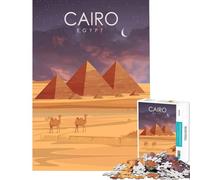 Puzzle de 1000 pièces pour Adolescents Pyramides du Caire Égypte Jeu Artistique et Amusant Jouet addictif pour cultiver la Patience Cadeau d'anniversaire pour Toute la Famille (Dimensions 75x50cm)