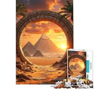 Puzzle de 1000 pièces pour Adolescents Pyramides égyptiennes à Travers la Pierre Porte des étoiles au Coucher du Soleil Puzzles pour Adolescents à Monter soi-même Jeu de Construction Difficile