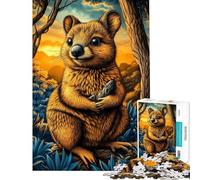 Puzzle de 1000 pièces pour Adolescents Quokka Coucher de Soleil Jeu d'assemblage Manuel Cadeau pour Amis et Famille (38x52cm)
